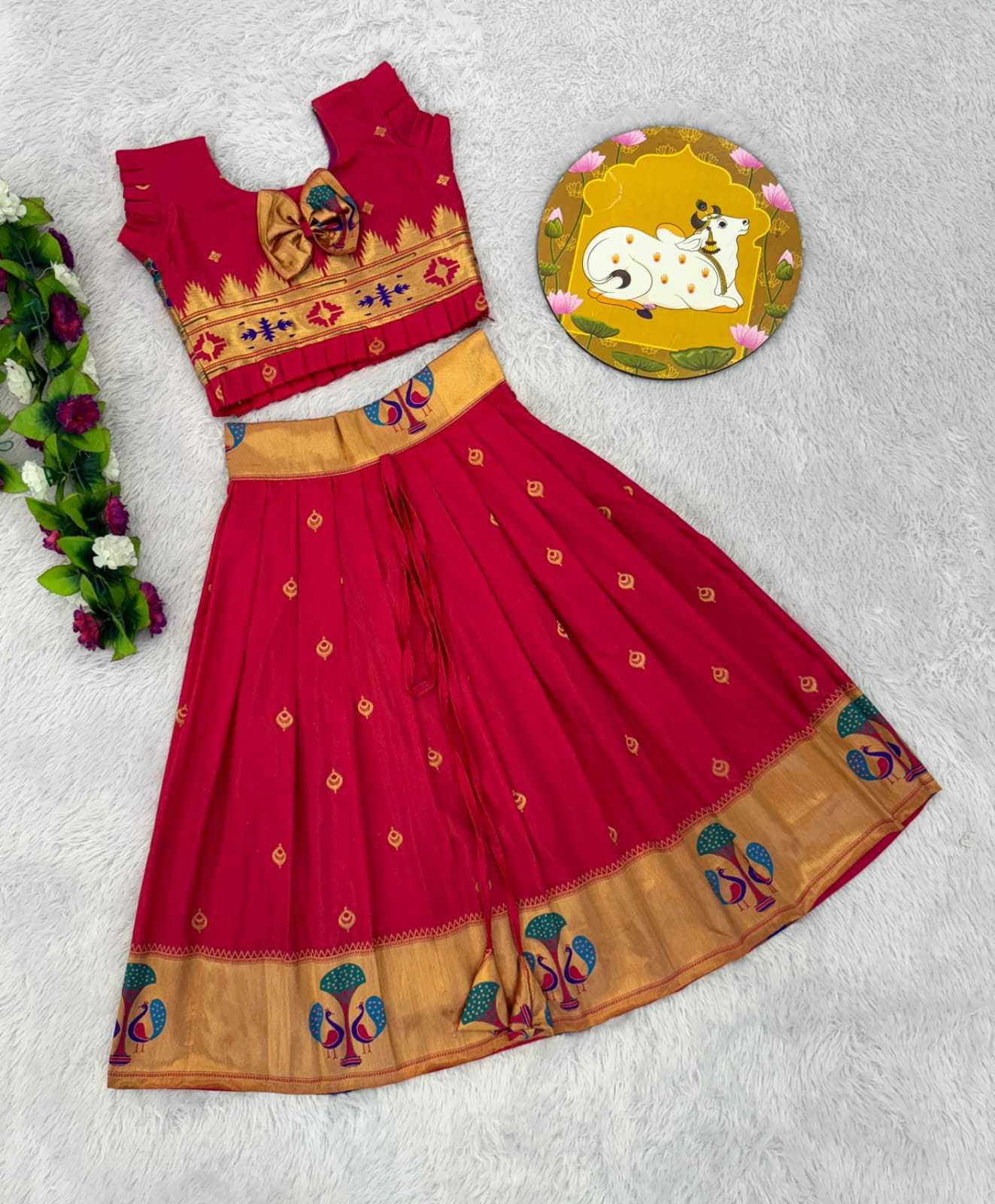 Ynf Paithani Silk RIN235 PAITHANI Kids Wear Wholesale Kids Lehenga Kids Traditional Outfits Kids Navratri Outfits Manufacturer- Kapda Export