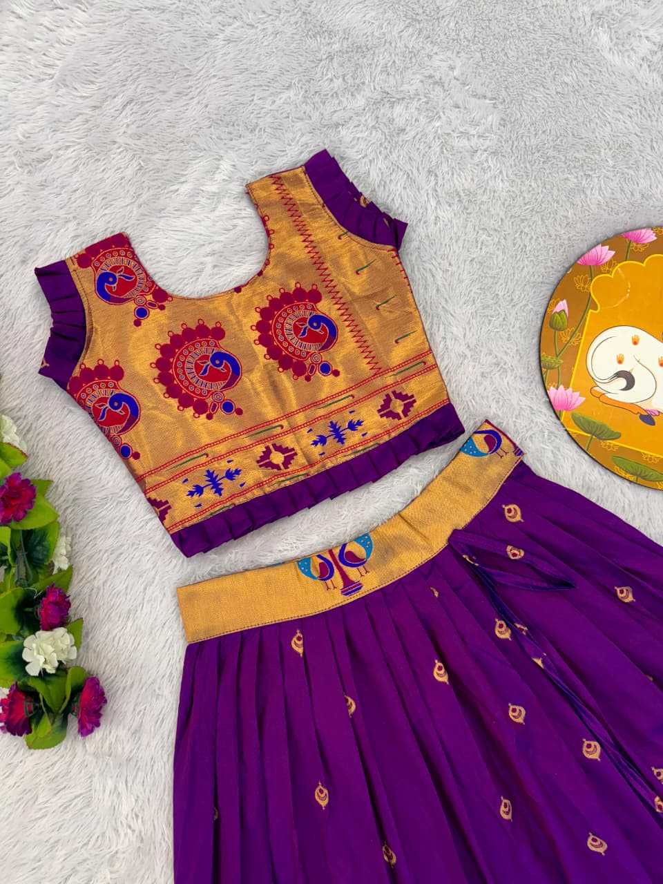 Ynf Paithani Silk RIN235 PAITHANI Kids Wear Wholesale Kids Lehenga Kids Traditional Outfits Kids Navratri Outfits Manufacturer- Kapda Export