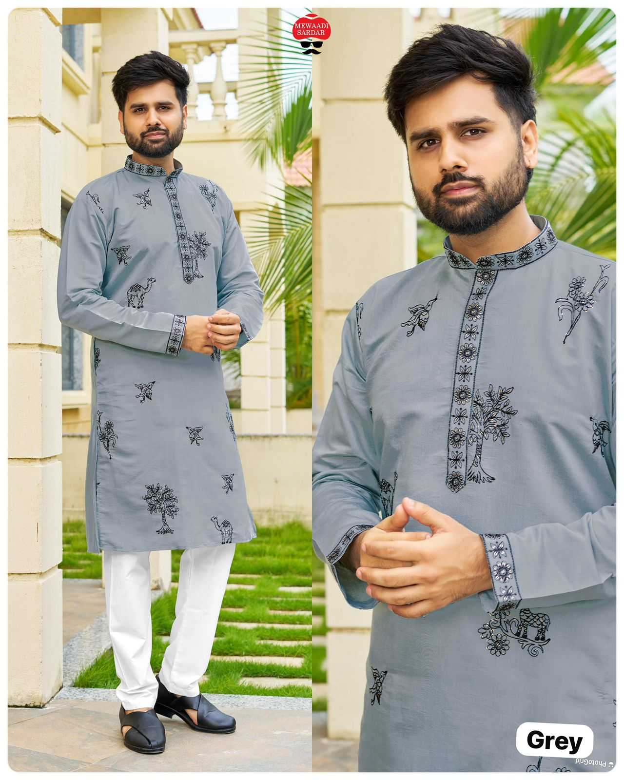 Ynf Premium Roman Silk KESH481 Manyavar Mens Wear Festive Collections Wholesale Mens Kurtas Silk Kurta Embroidered Kurta Pajama Manufacturer- Kapda Export