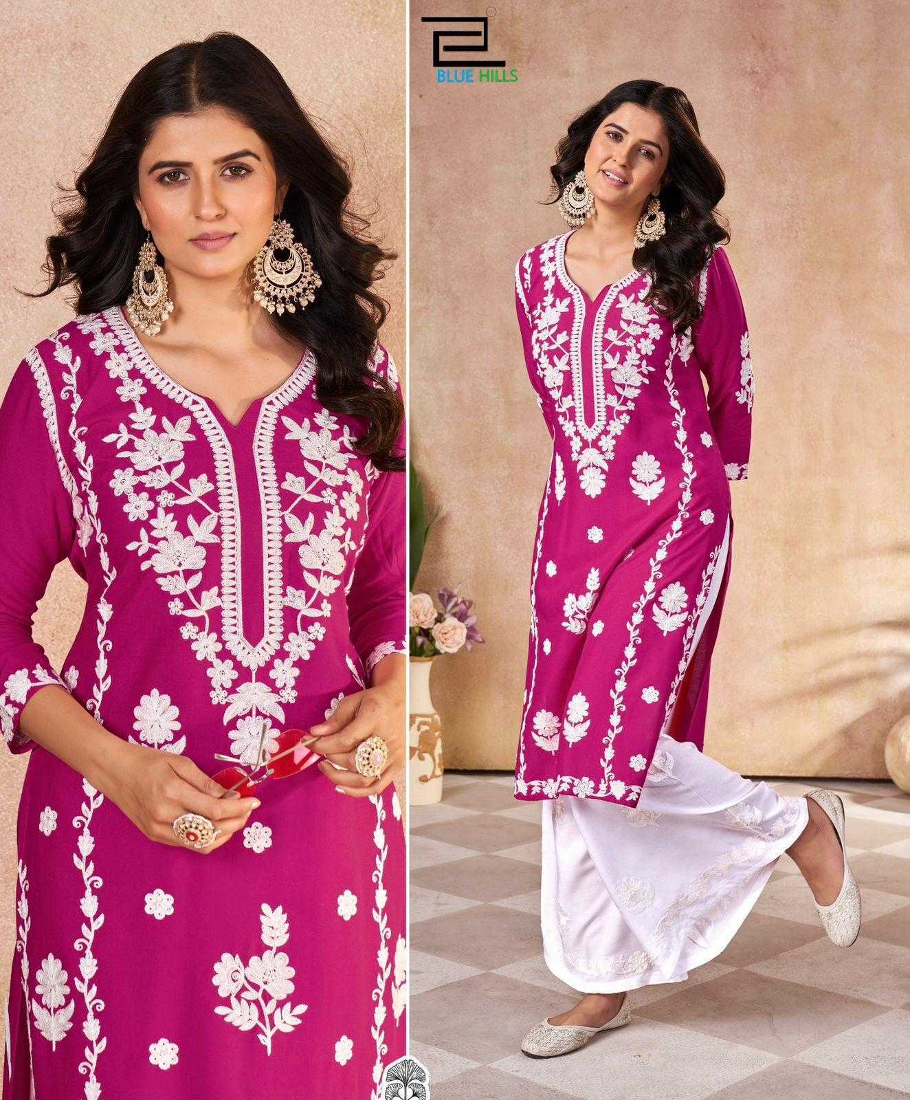 Ynf Rayon KESH481 WAZIR Kurti Wholesale Fancy Kurti Embroidered Kurtis Chikankari Kurtis Manufacturer- Kapda Export