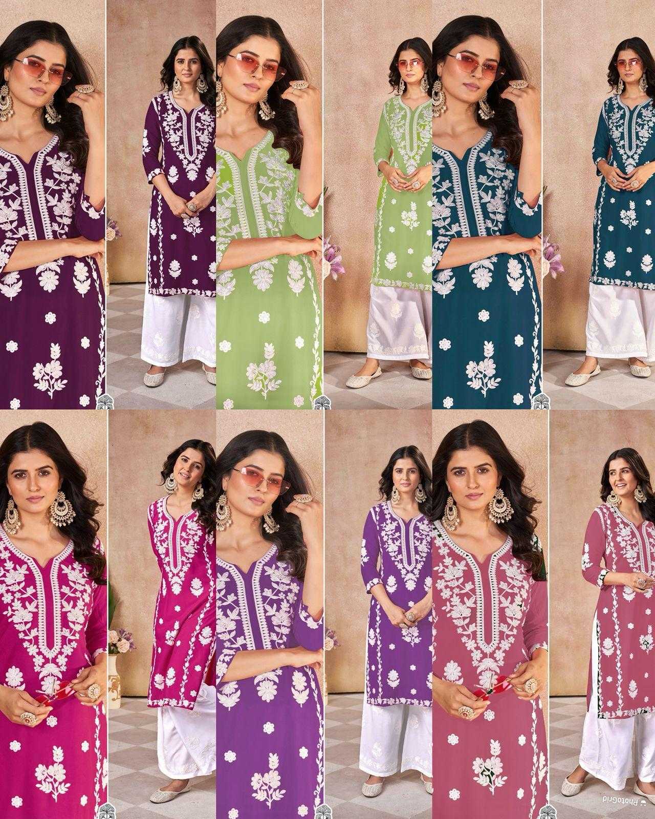 Ynf Rayon KESH481 WAZIR Kurti Wholesale Fancy Kurti Embroidered Kurtis Chikankari Kurtis Manufacturer- Kapda Export