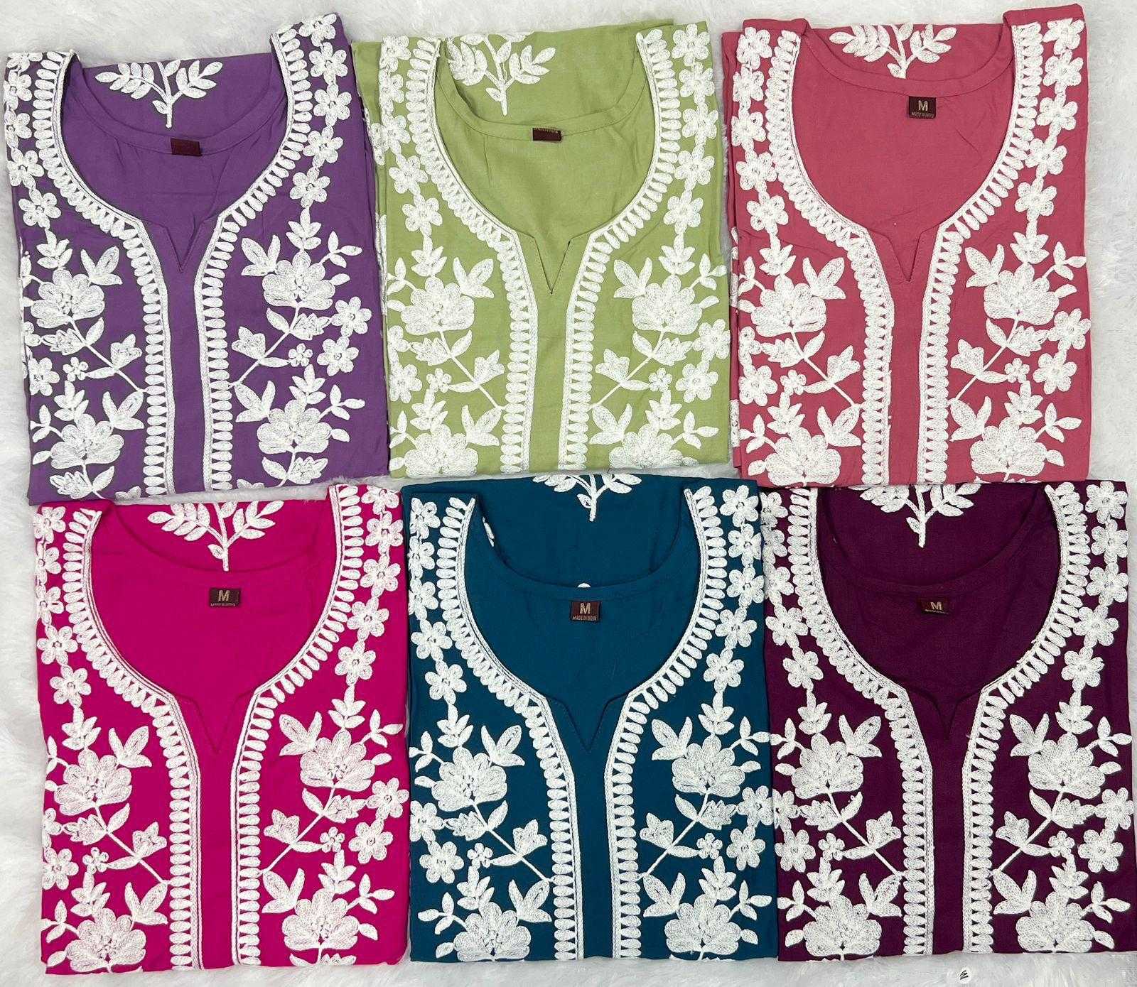 Ynf Rayon KESH481 WAZIR Kurti Wholesale Fancy Kurti Embroidered Kurtis Chikankari Kurtis Manufacturer- Kapda Export