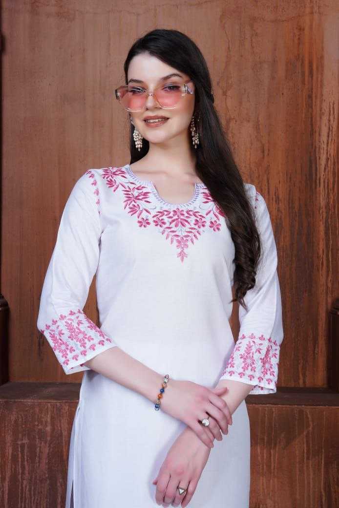 Ynf Reyon Cotton KESH528 Anokhi Kurti Wholesale Fancy Kurti Embroidered Kurtis Chikankari Kurtis Manufacturer- Kapda Export