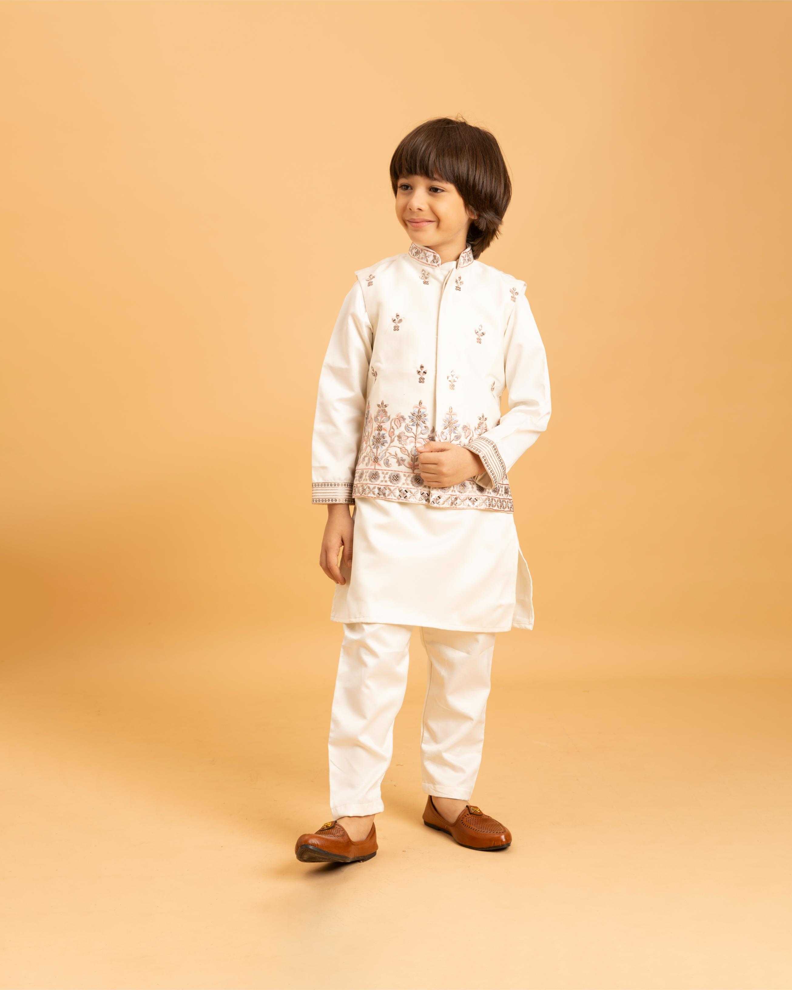 Ynf Satin RIN202 ETHNI KIDZ 91021 Kids Wear Wholesale Boys Kurta Pyjama Kids Kurta Pajama Baby Boy Kurta Set Manufacturer- Kapda Export