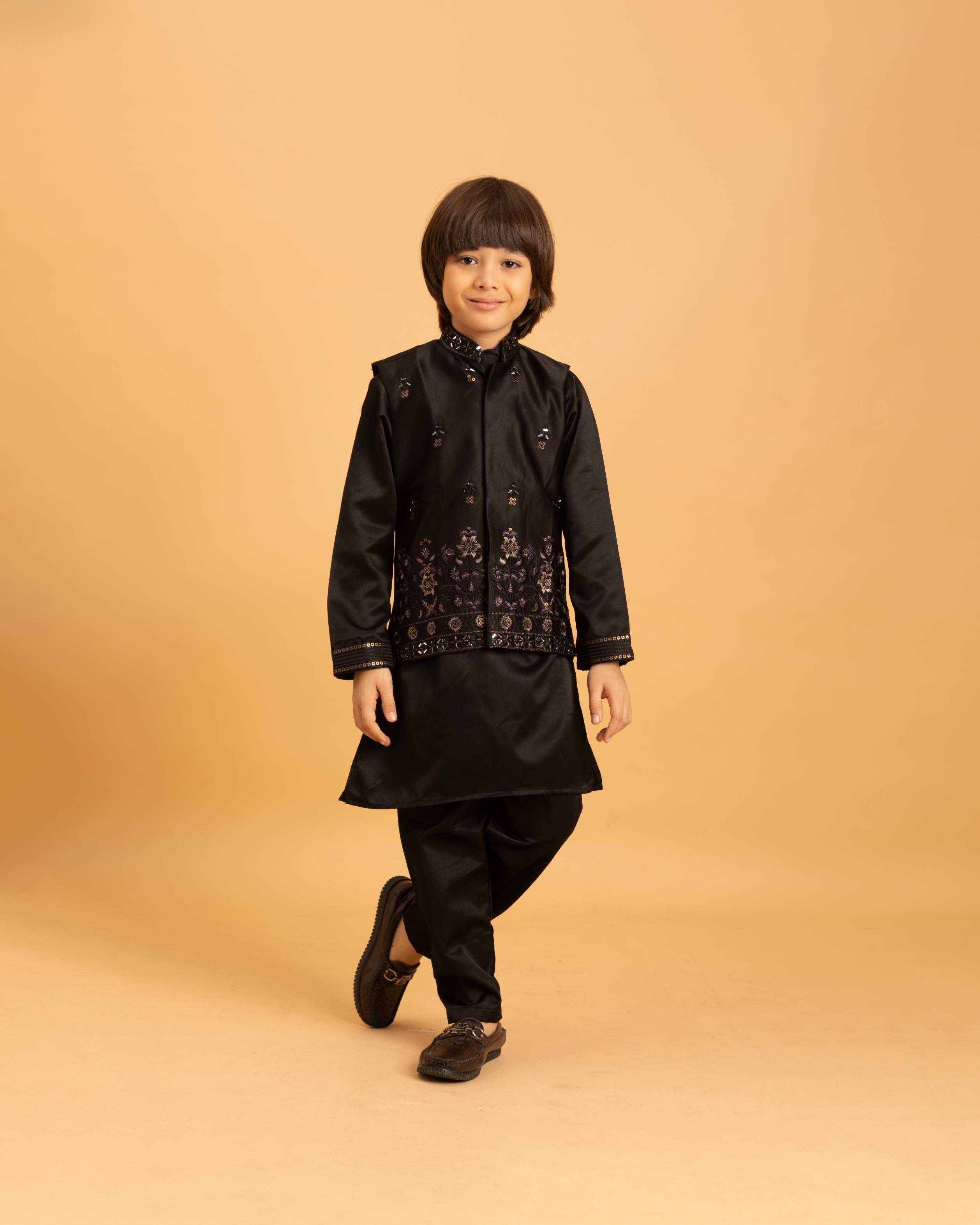Ynf Satin RIN202 ETHNI KIDZ 91021 Kids Wear Wholesale Boys Kurta Pyjama Kids Kurta Pajama Baby Boy Kurta Set Manufacturer- Kapda Export