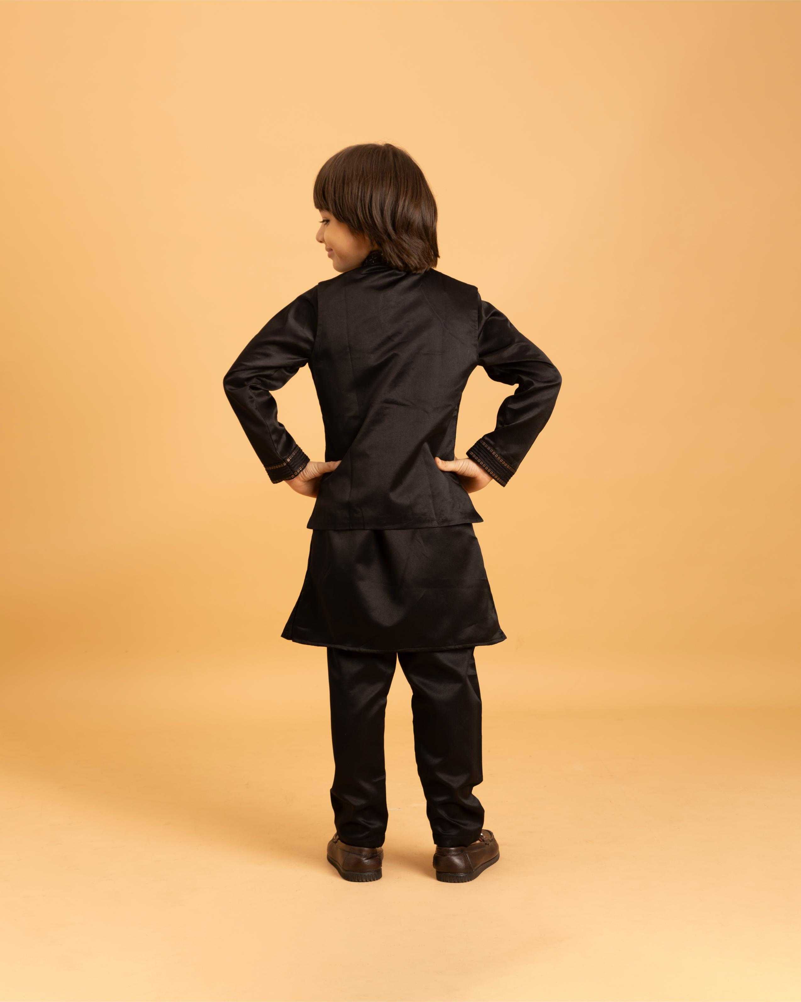 Ynf Satin RIN202 ETHNI KIDZ 91021 Kids Wear Wholesale Boys Kurta Pyjama Kids Kurta Pajama Baby Boy Kurta Set Manufacturer- Kapda Export