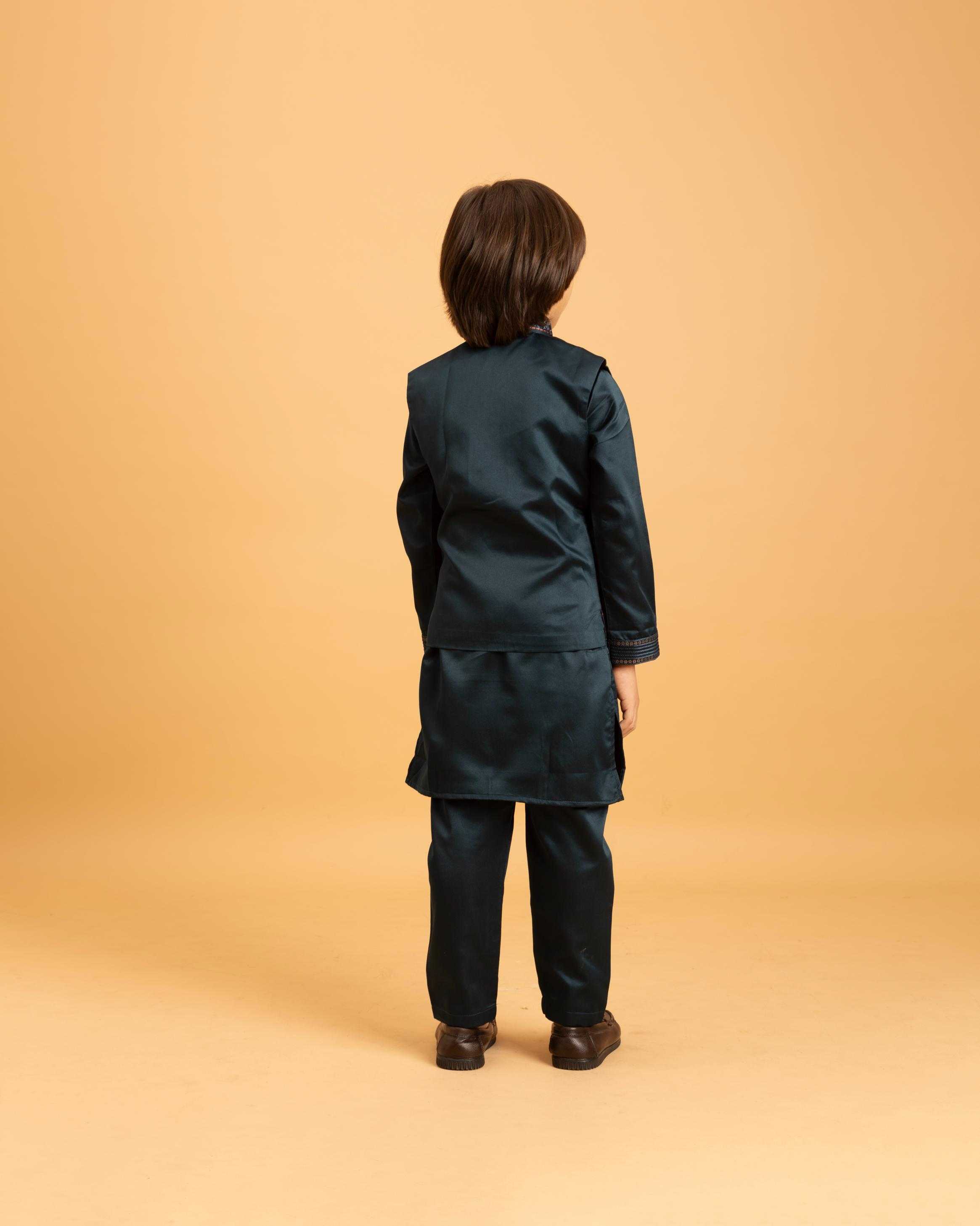 Ynf Satin RIN202 ETHNI KIDZ 91021 Kids Wear Wholesale Boys Kurta Pyjama Kids Kurta Pajama Baby Boy Kurta Set Manufacturer- Kapda Export