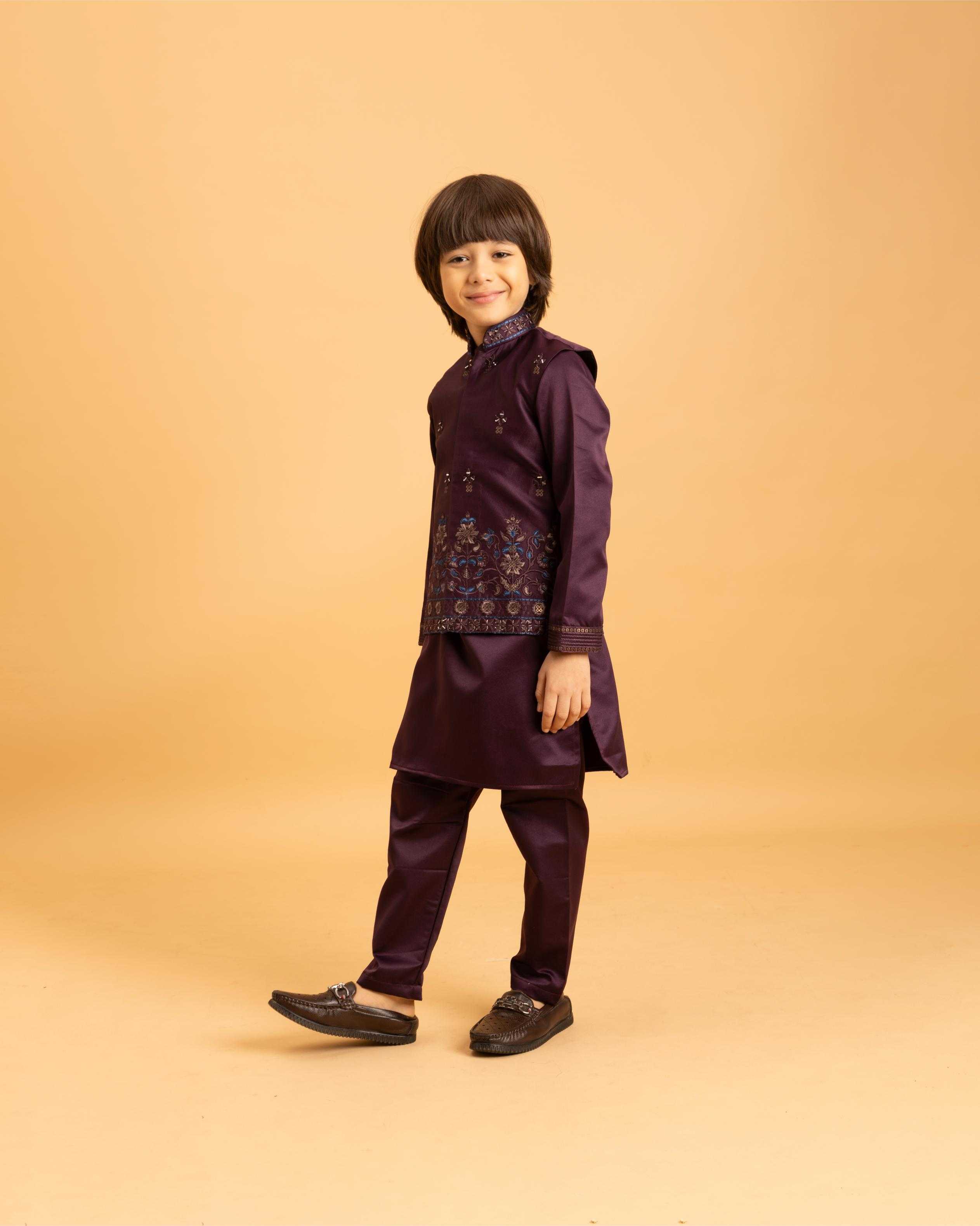 Ynf Satin RIN202 ETHNI KIDZ 91021 Kids Wear Wholesale Boys Kurta Pyjama Kids Kurta Pajama Baby Boy Kurta Set Manufacturer- Kapda Export