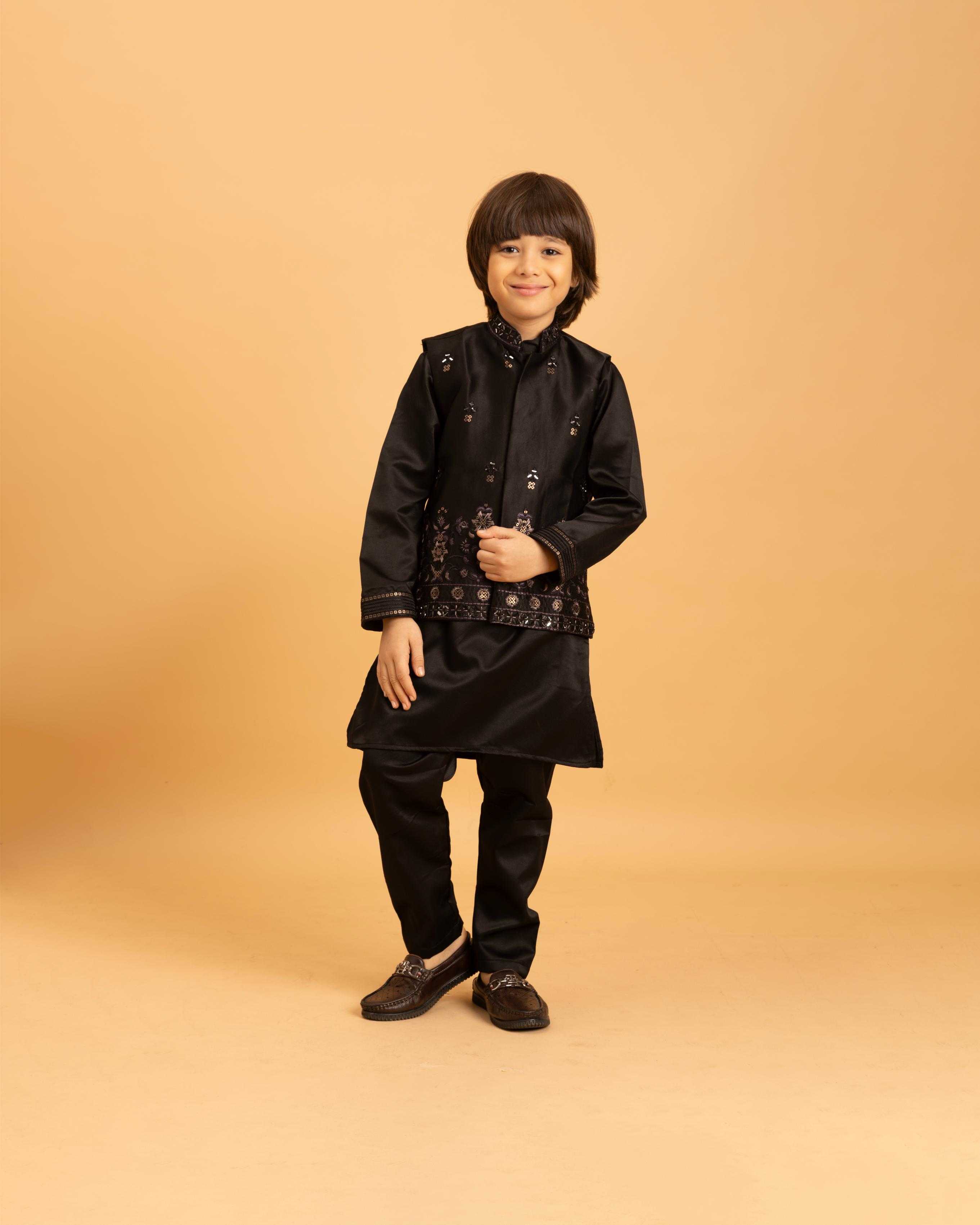 Ynf Satin RIN202 ETHNI KIDZ Kids Wear Wholesale Boys Kurta Pyjama Kids Kurta Pajama Baby Boy Kurta Set Manufacturer- Kapda Export