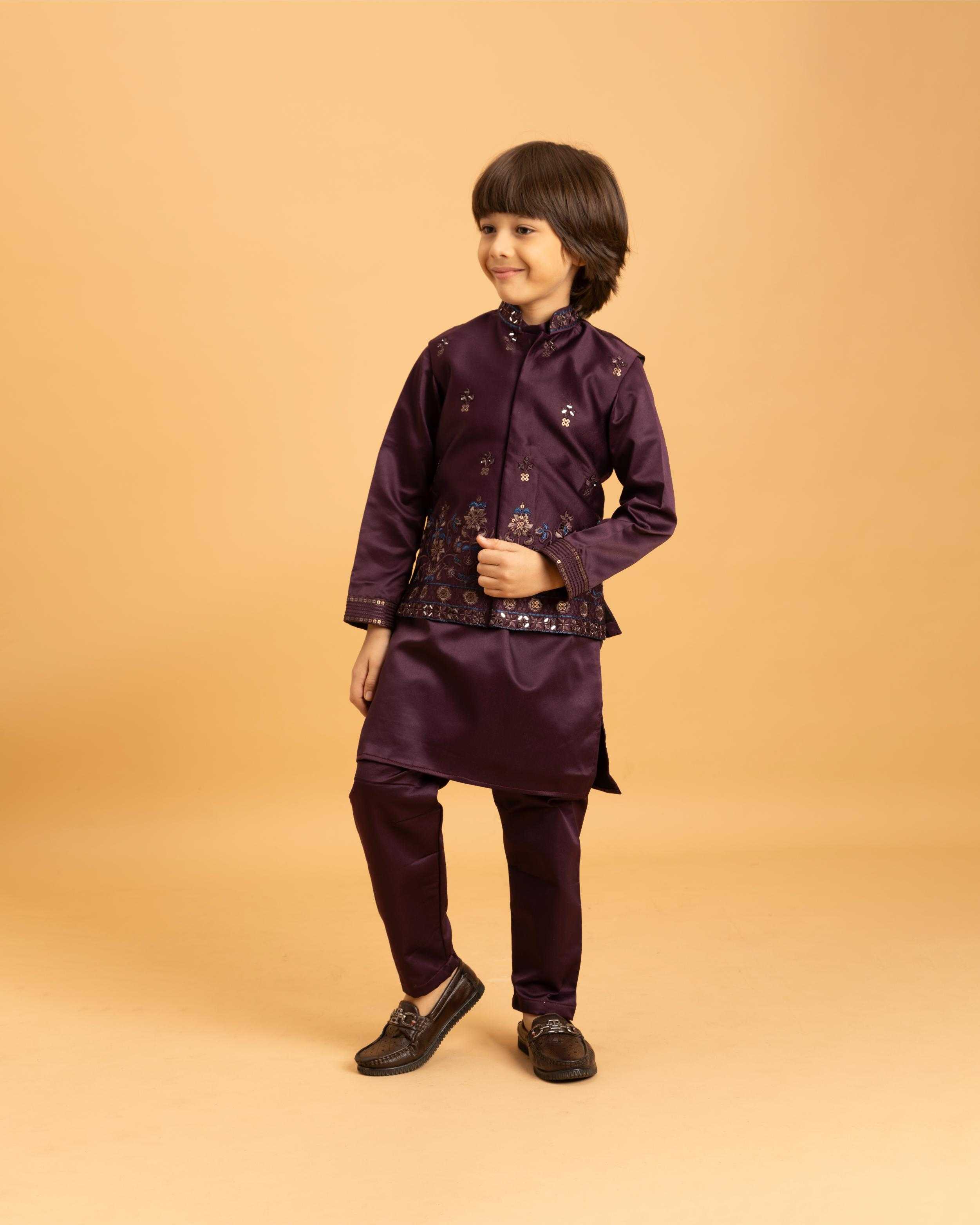 Ynf Satin RIN202 ETHNI KIDZ Kids Wear Wholesale Boys Kurta Pyjama Kids Kurta Pajama Baby Boy Kurta Set Manufacturer- Kapda Export