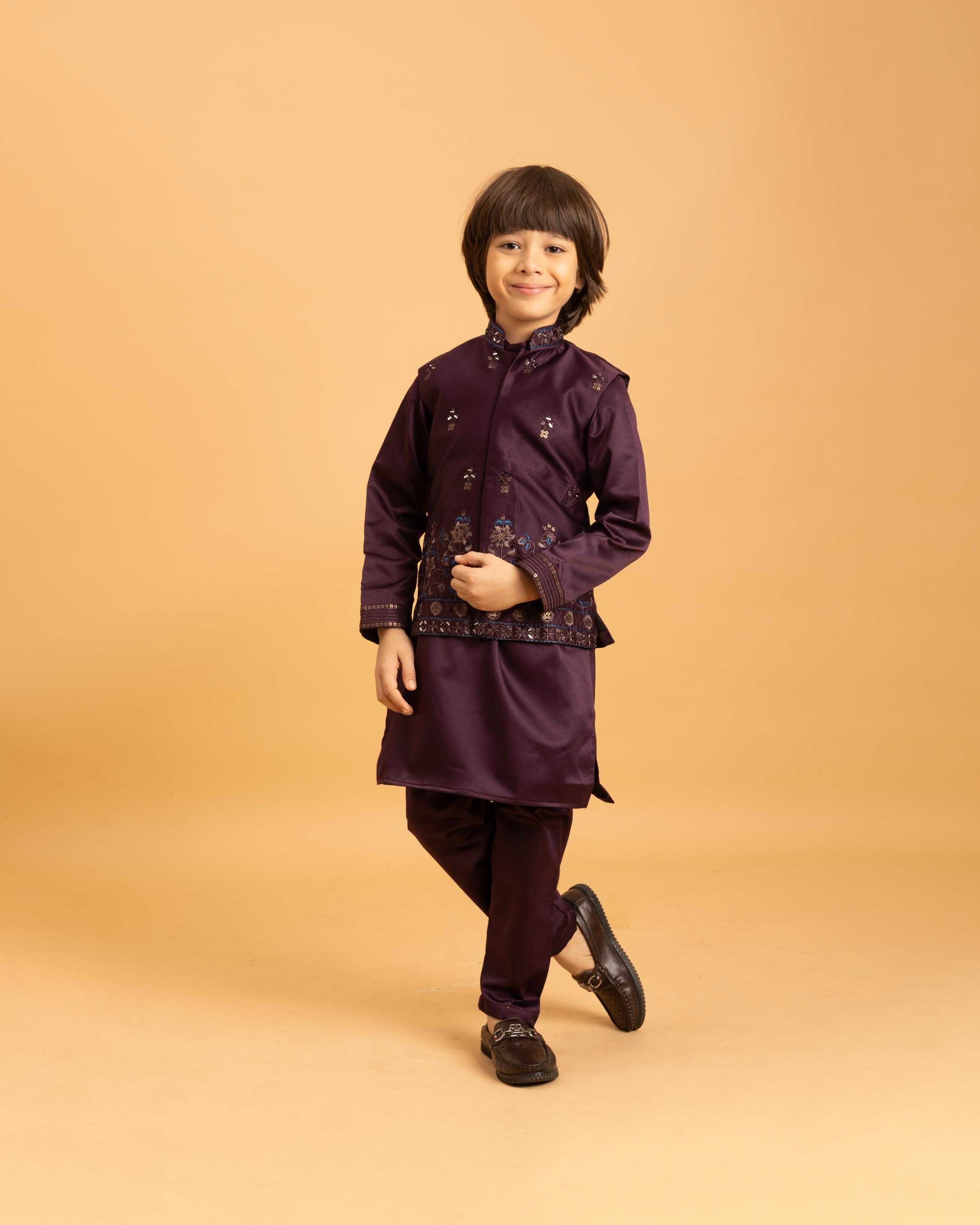 Ynf Satin RIN202 ETHNI KIDZ Kids Wear Wholesale Boys Kurta Pyjama Kids Kurta Pajama Baby Boy Kurta Set Manufacturer- Kapda Export