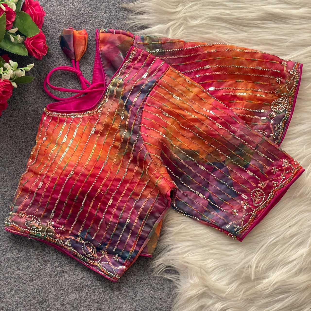 Ynf Silk KESH411 KIYARA Readymade Blouses Wholesale Sequence Embroidery Blouse Designer Blouse Embroidered Blouses Manufacturer- Kapda Export