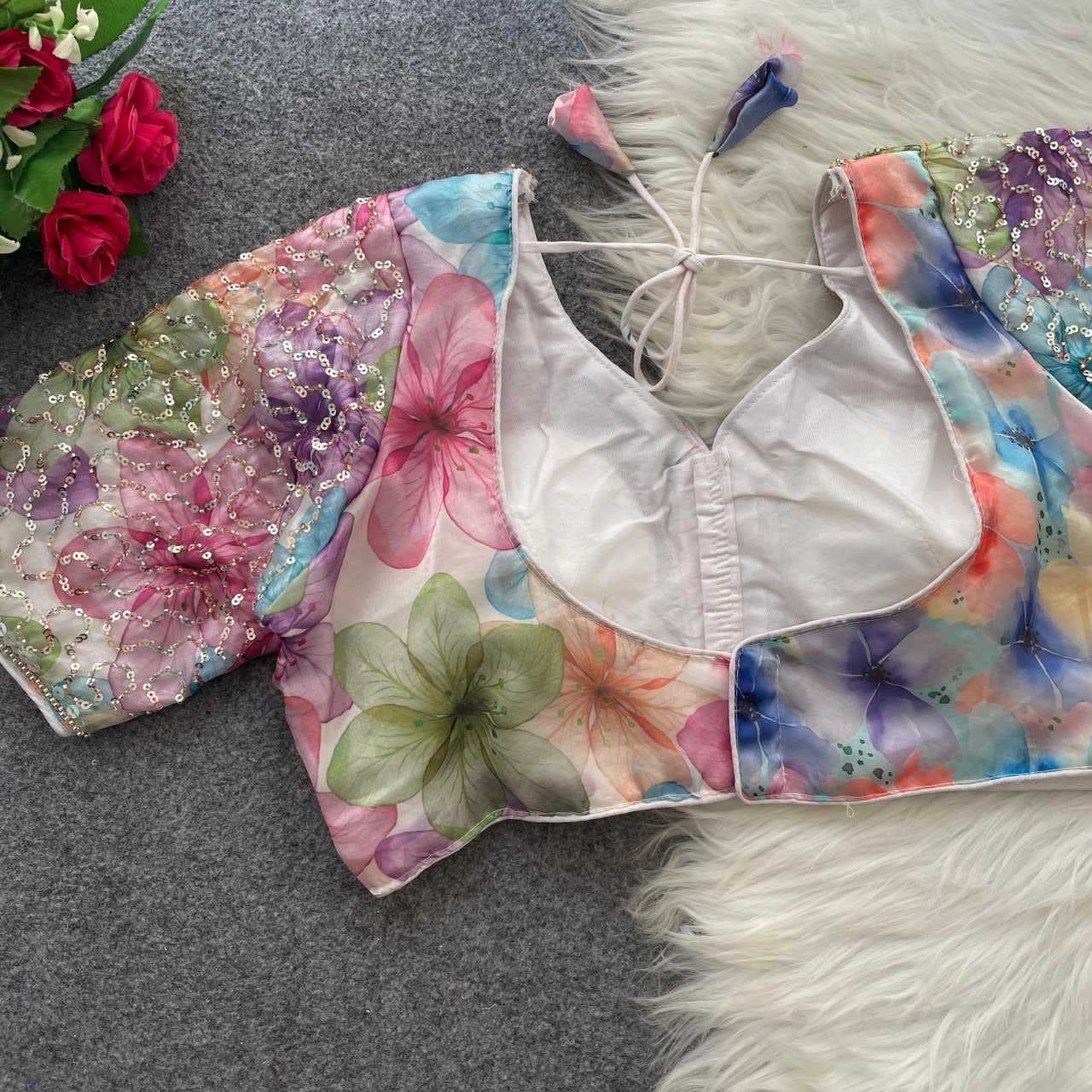 Ynf Silk KESH411 KIYARA Readymade Blouses Wholesale Sequence Embroidery Blouse Designer Blouse Embroidered Blouses Manufacturer- Kapda Export