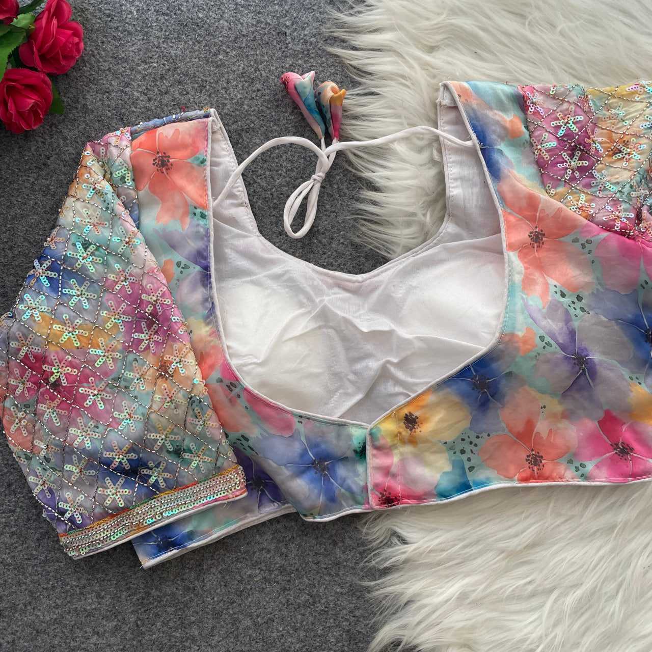 Ynf Silk KESH411 KIYARA Readymade Blouses Wholesale Sequence Embroidery Blouse Designer Blouse Embroidered Blouses Manufacturer- Kapda Export