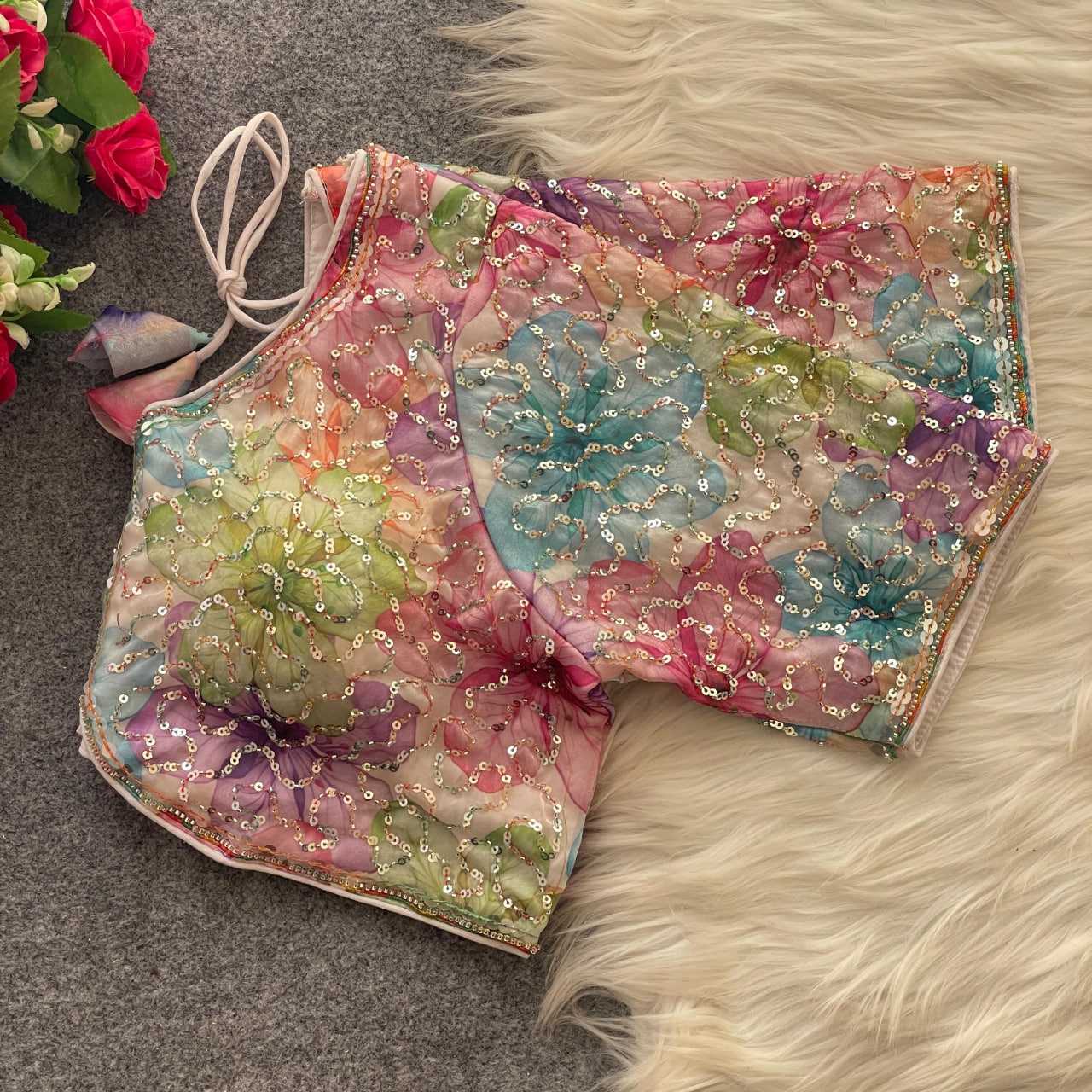 Ynf Silk KESH411 KIYARA Readymade Blouses Wholesale Sequence Embroidery Blouse Designer Blouse Embroidered Blouses Manufacturer- Kapda Export