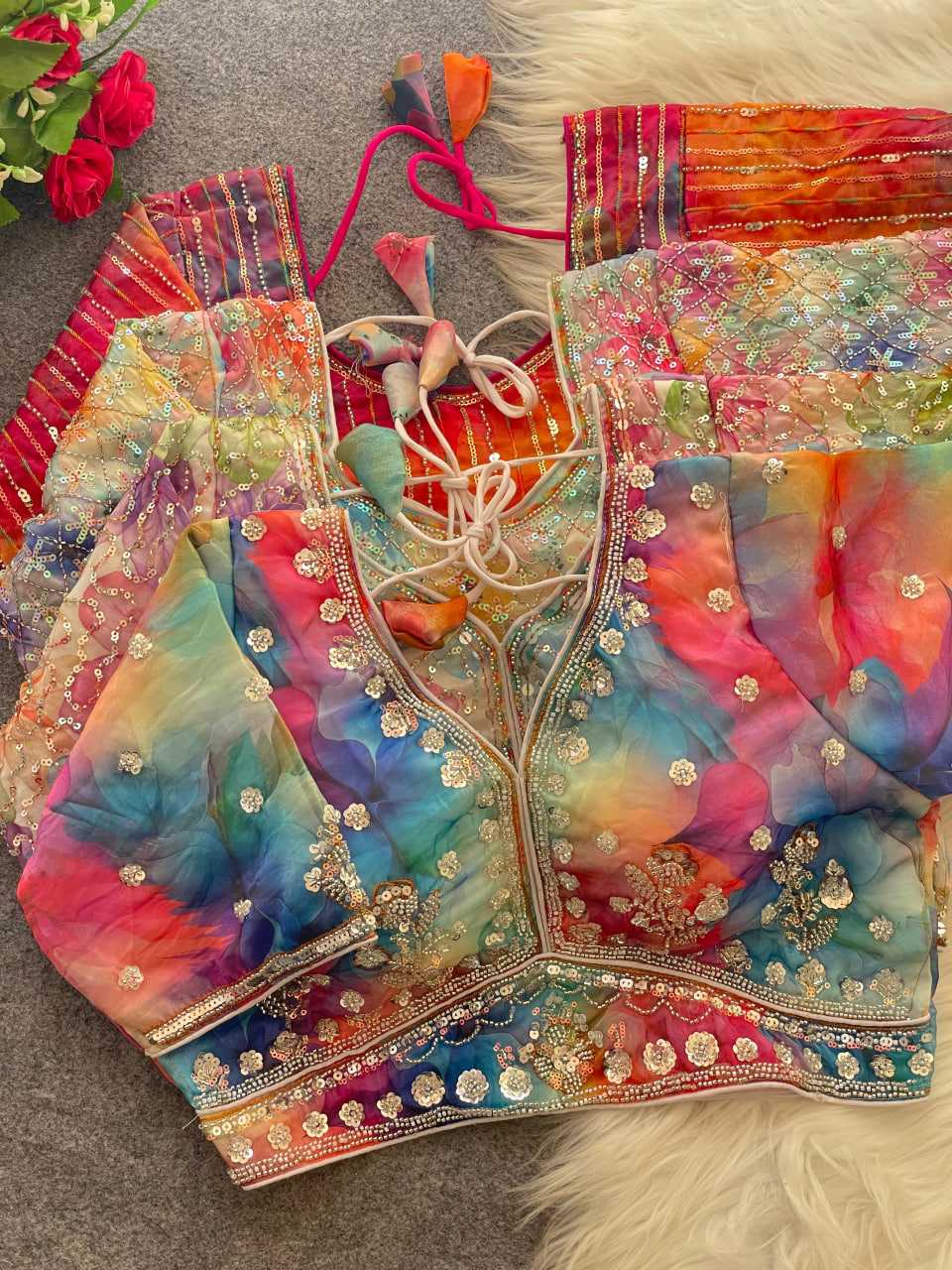 Ynf Silk KESH411 KIYARA Readymade Blouses Wholesale Sequence Embroidery Blouse Designer Blouse Embroidered Blouses Manufacturer- Kapda Export