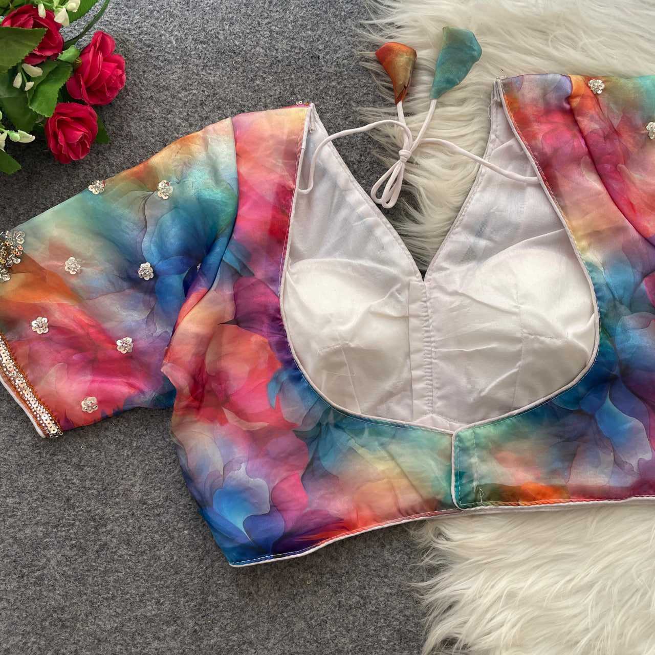 Ynf Silk KESH411 KIYARA Readymade Blouses Wholesale Sequence Embroidery Blouse Designer Blouse Embroidered Blouses Manufacturer- Kapda Export