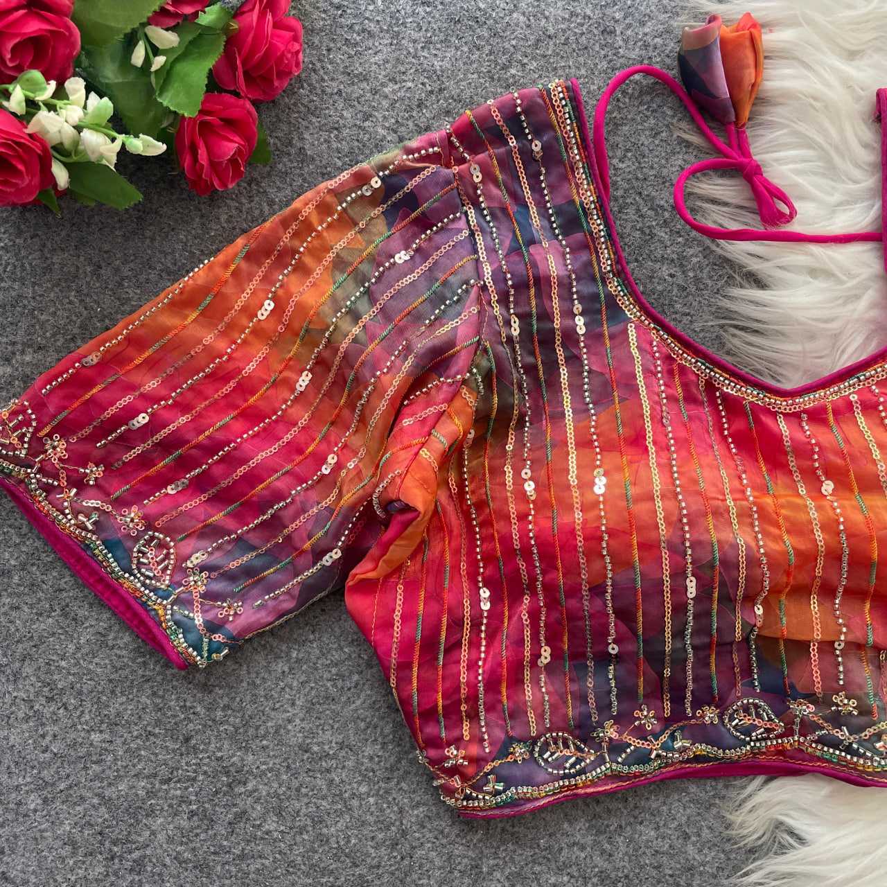 Ynf Silk KESH411 KIYARA Readymade Blouses Wholesale Sequence Embroidery Blouse Designer Blouse Embroidered Blouses Manufacturer- Kapda Export