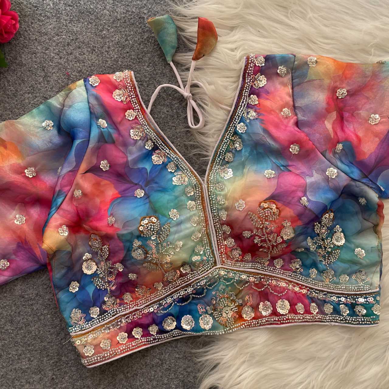 Ynf Silk KESH411 KIYARA Readymade Blouses Wholesale Sequence Embroidery Blouse Designer Blouse Embroidered Blouses Manufacturer- Kapda Export