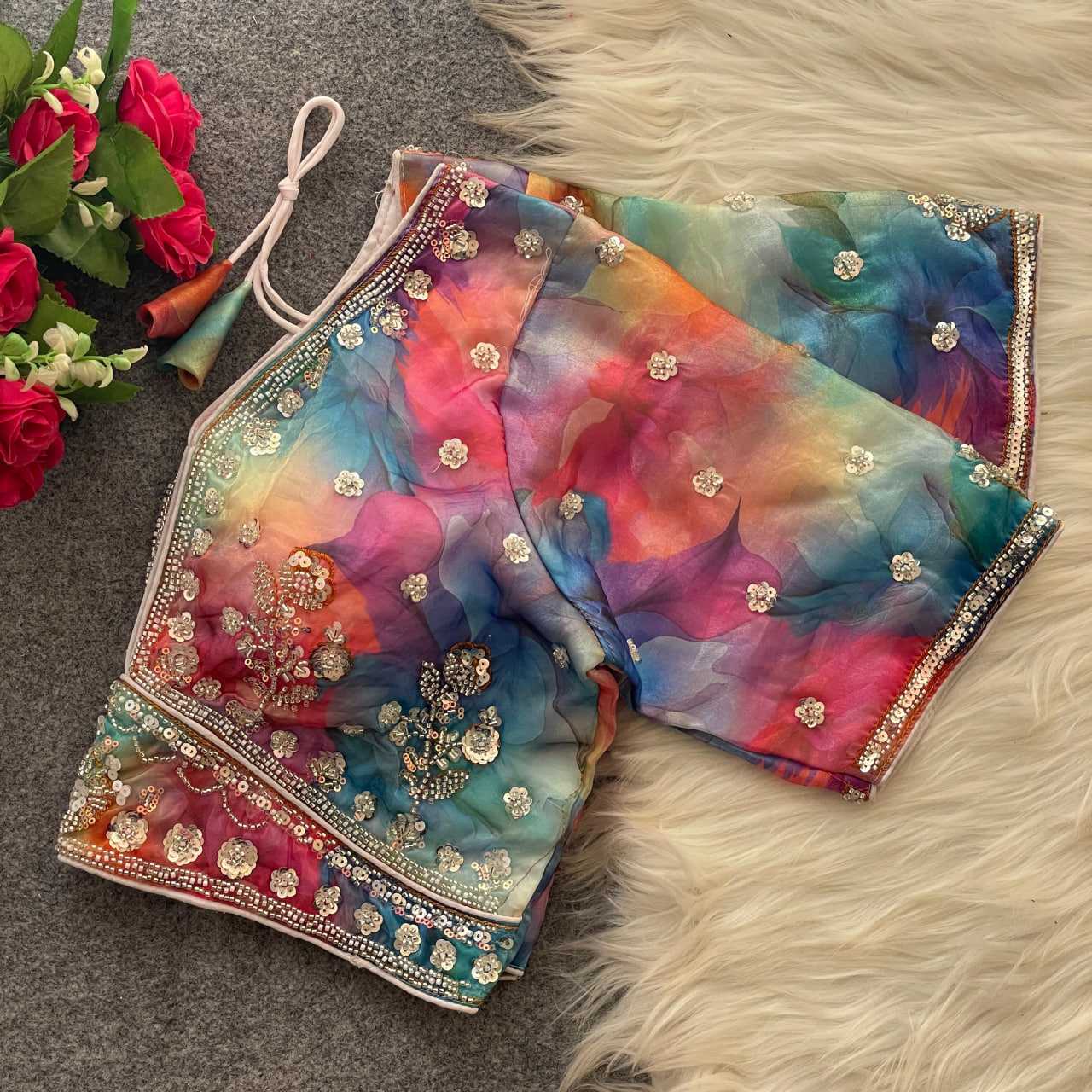 Ynf Silk KESH411 KIYARA Readymade Blouses Wholesale Sequence Embroidery Blouse Designer Blouse Embroidered Blouses Manufacturer- Kapda Export