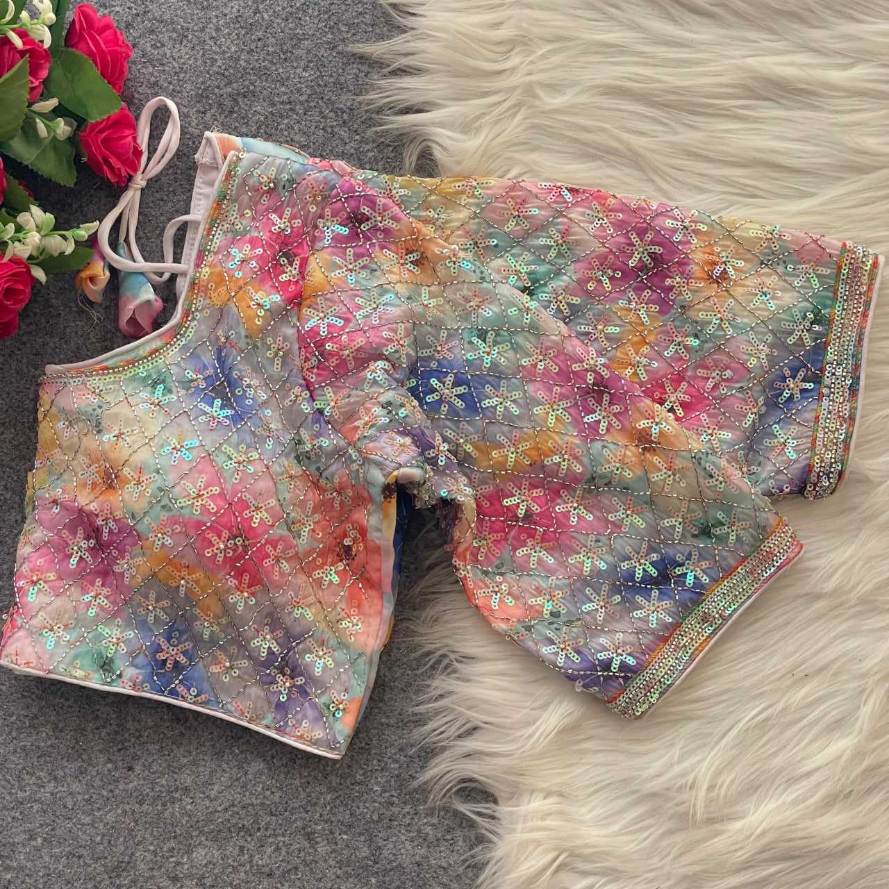 Ynf Silk KESH411 KIYARA Readymade Blouses Wholesale Sequence Embroidery Blouse Designer Blouse Embroidered Blouses Manufacturer- Kapda Export