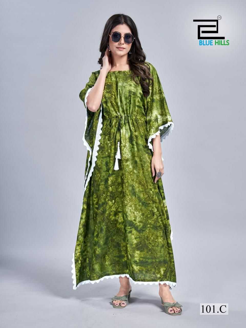 Ynf Slub Reyon KESH481 BLUE HILLS Kaftan VOL 1 Suits & Dresses Wholesale Printed Suits Kaftan Dresses Indo-Western Dresses Manufacturer- Kapda Export