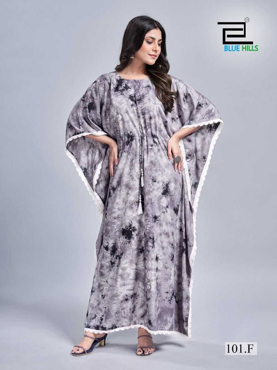 Ynf Slub Reyon KESH481 BLUE HILLS Kaftan VOL 1 Suits & Dresses Wholesale Printed Suits Kaftan Dresses Indo-Western Dresses Manufacturer- Kapda Export