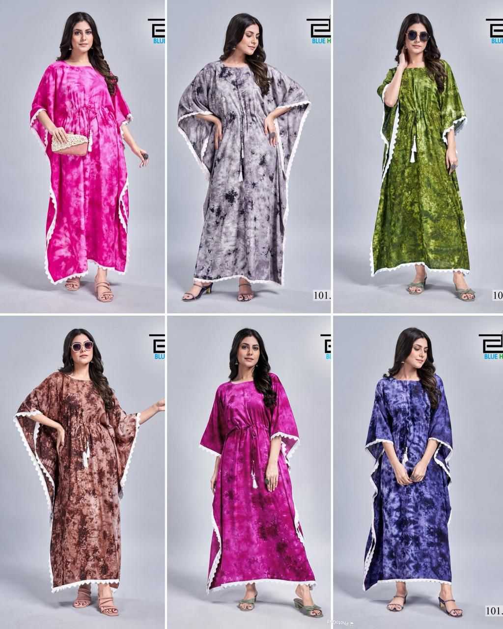 Ynf Slub Reyon KESH481 BLUE HILLS Kaftan VOL 1 Suits & Dresses Wholesale Printed Suits Kaftan Dresses Indo-Western Dresses Manufacturer- Kapda Export