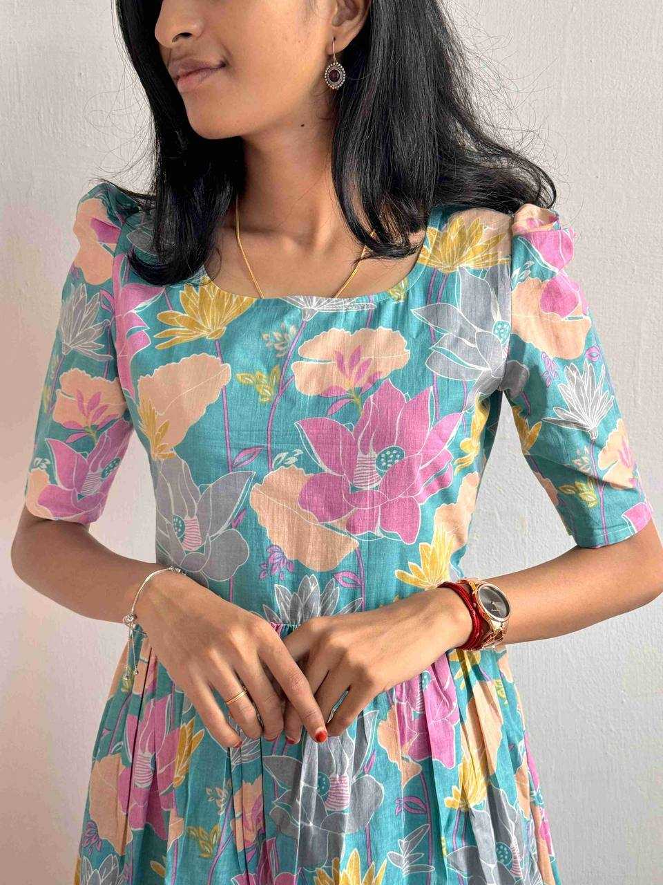 Ynf Soft Cotton KESH210 1574 Gowns Wholesale Printed Gowns Fancy Gowns Blue Gown Manufacturer- Kapda Export