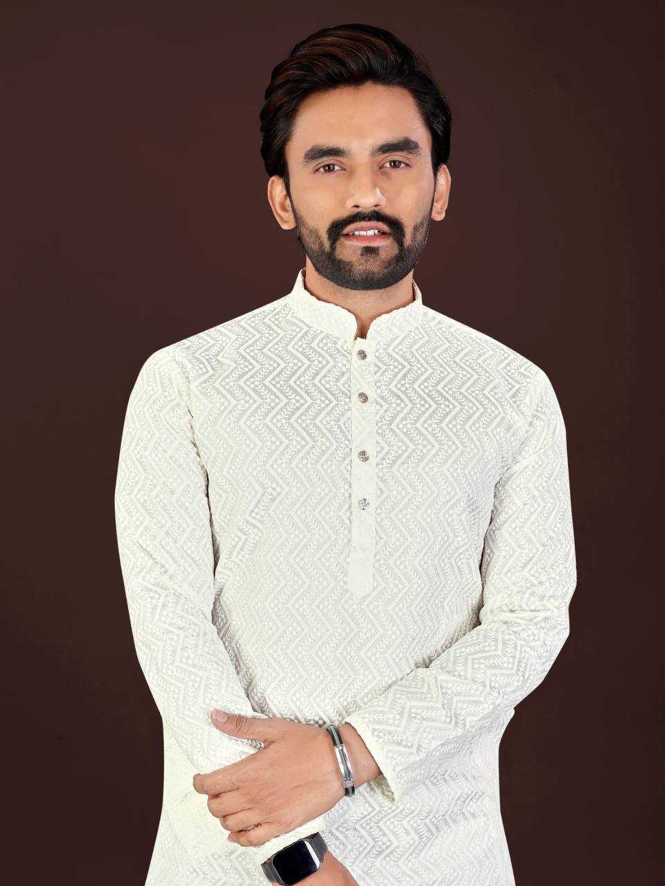 Ynf Soft Cotton KESH620 RRR Mens Wear Wholesale Mens Kurtas Embroidered Kurta Pajama Designer Ethnic Set Manufacturer- Kapda Export