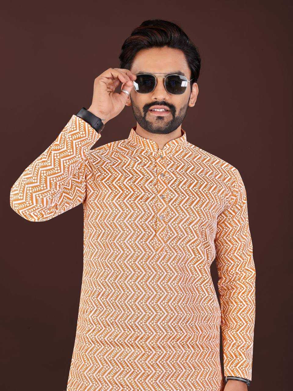 Ynf Soft Cotton KESH620 RRR Mens Wear Wholesale Mens Kurtas Embroidered Kurta Pajama Designer Ethnic Set Manufacturer- Kapda Export