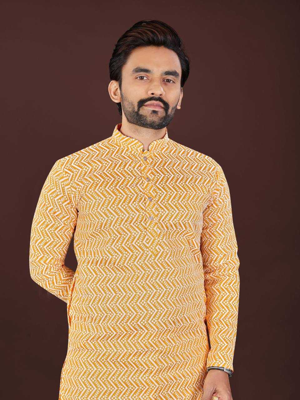 Ynf Soft Cotton KESH620 RRR Mens Wear Wholesale Mens Kurtas Embroidered Kurta Pajama Designer Ethnic Set Manufacturer- Kapda Export
