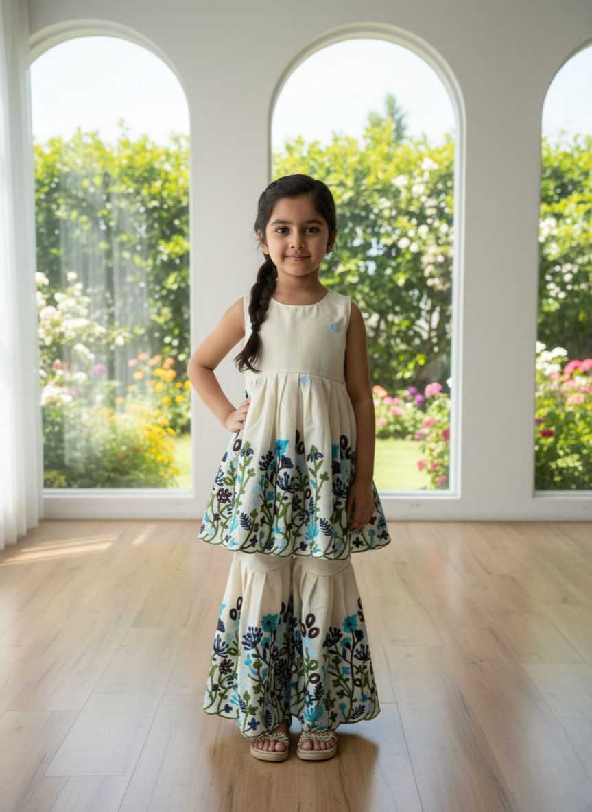 Ynf Soft Cotton RIN235 BHAVYA Kids Wear Festive Collections Wholesale Kids Sharara Girls Cotton Frocks Kids Festive Wear Manufacturer- Kapda Export