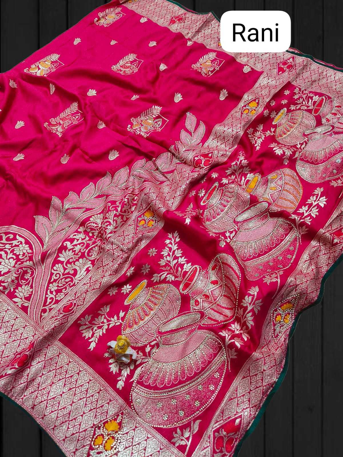 Ynf Soft Dola KESH584 Kalash shiroski Sarees Festive Collections Wholesale Swarovski Sarees Silk Sarees Zari Sarees Manufacturer- Kapda Export