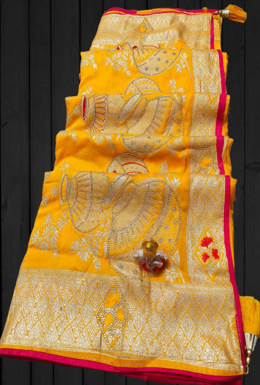 Ynf Soft Dola KESH584 Kalash shiroski Sarees Festive Collections Wholesale Swarovski Sarees Silk Sarees Zari Sarees Manufacturer- Kapda Export