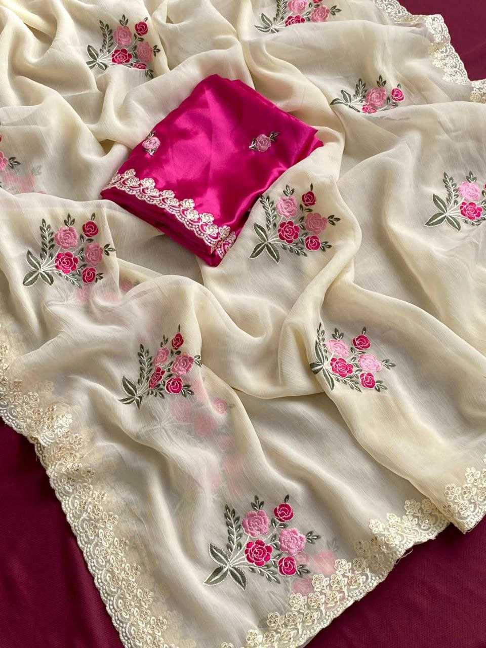 Ynf Soft Gold Crush KESH488 NAMITA Sarees Wholesale Fancy Sarees Embroidered Sarees White Sarees Manufacturer- Kapda Export