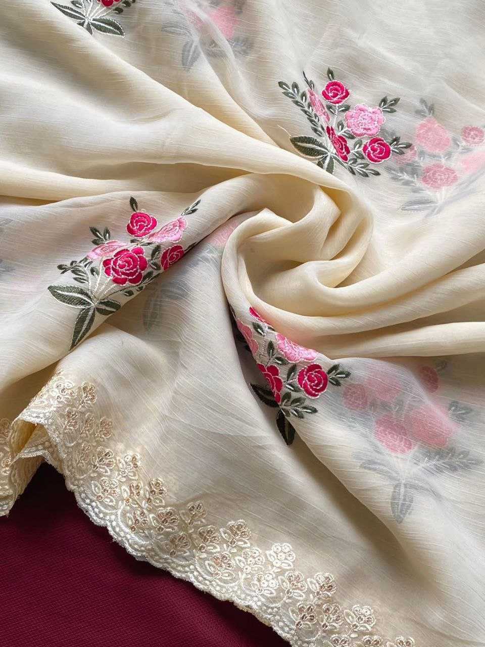 Ynf Soft Gold Crush KESH488 NAMITA Sarees Wholesale Fancy Sarees Embroidered Sarees White Sarees Manufacturer- Kapda Export