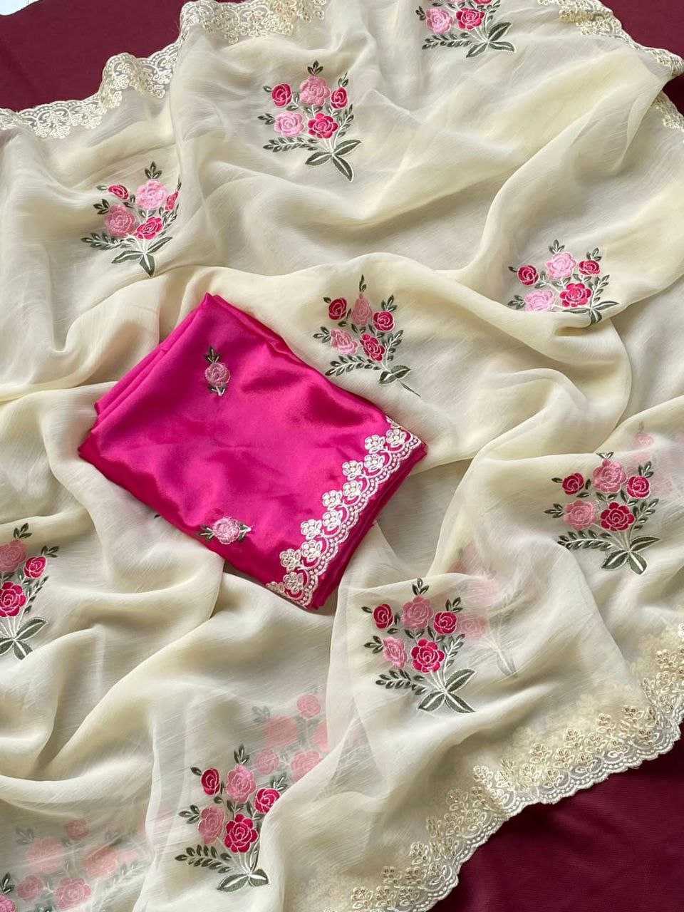 Ynf Soft Gold Crush KESH488 NAMITA Sarees Wholesale Fancy Sarees Embroidered Sarees White Sarees Manufacturer- Kapda Export