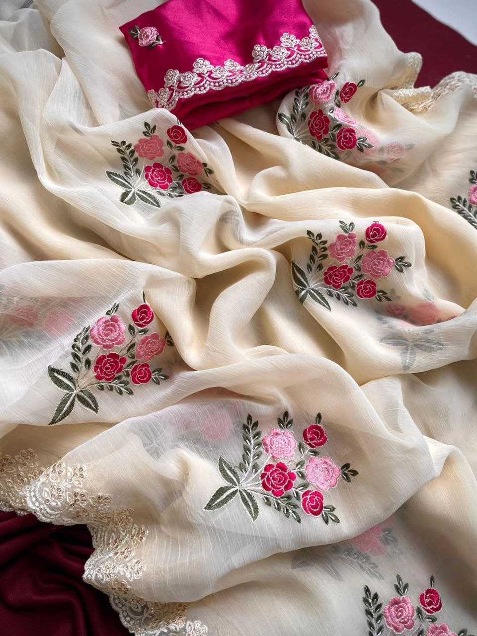 Ynf Soft Gold Crush KESH488 NAMITA Sarees Wholesale Fancy Sarees Embroidered Sarees White Sarees Manufacturer- Kapda Export