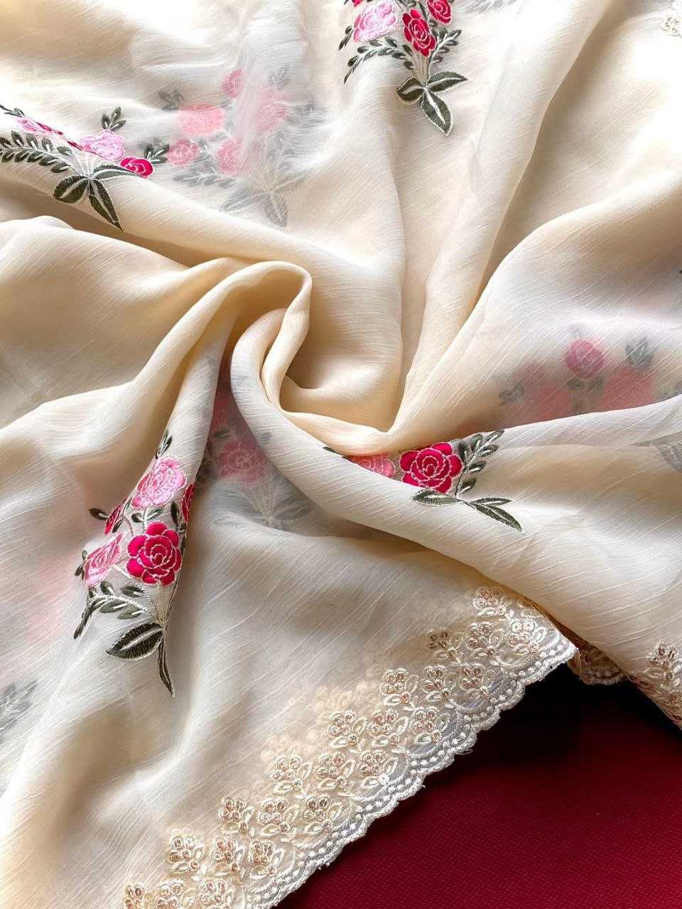 Ynf Soft Gold Crush KESH488 NAMITA Sarees Wholesale Fancy Sarees Embroidered Sarees White Sarees Manufacturer- Kapda Export