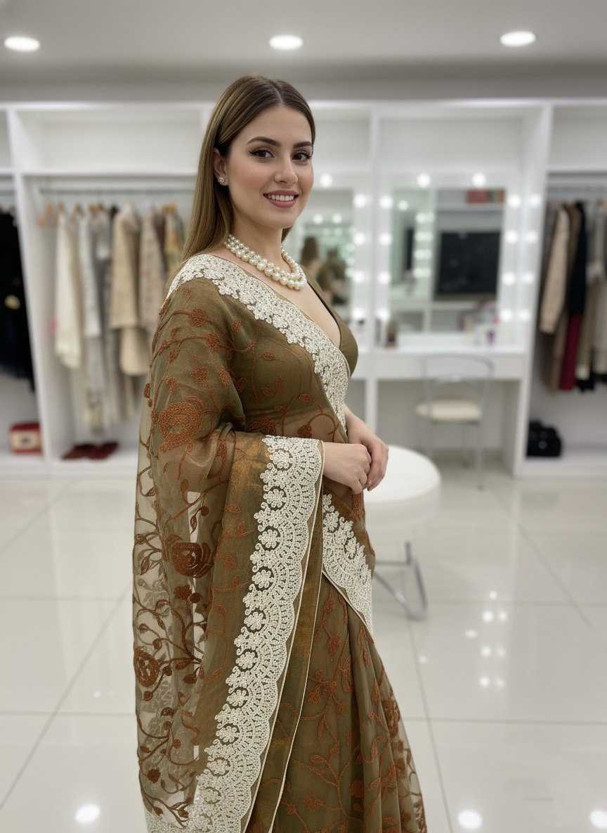 Ynf Twill Net RIN188 Ridhhi Sidhhi Sarees Wholesale Party Wear Sarees Fancy Sarees Chikan Sarees Manufacturer- Kapda Export