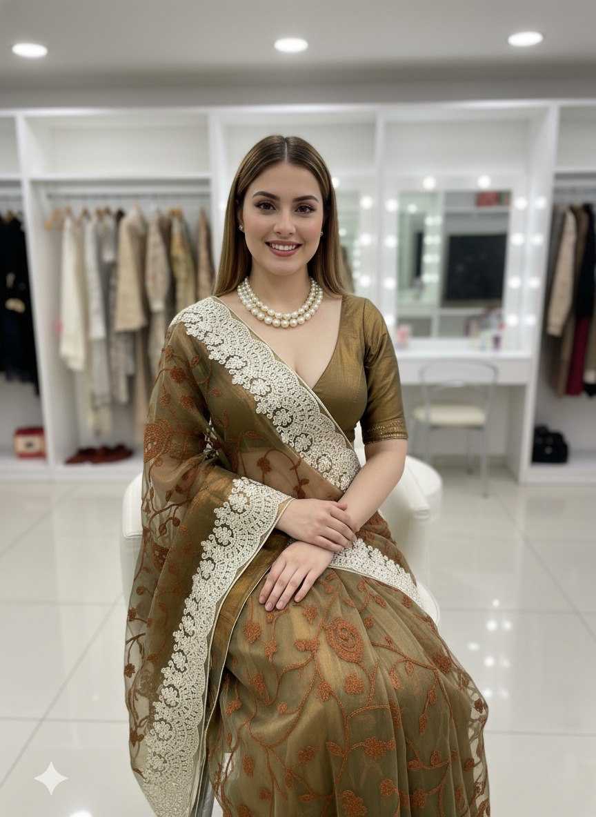 Ynf Twill Net RIN188 Ridhhi Sidhhi Sarees Wholesale Party Wear Sarees Fancy Sarees Chikan Sarees Manufacturer- Kapda Export