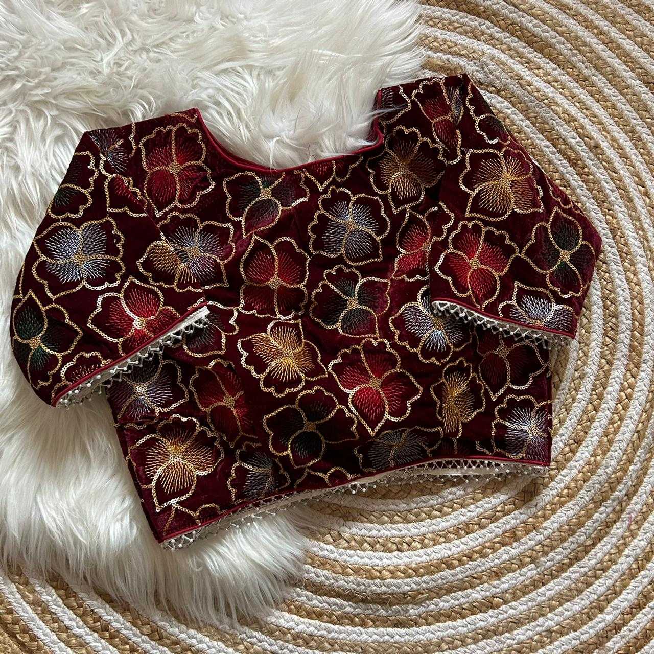 Ynf Velvet KESH411 KARTIK Readymade Blouses Wholesale Sequence Embroidery Blouse Designer Blouse Embroidered Blouses Manufacturer- Kapda Export