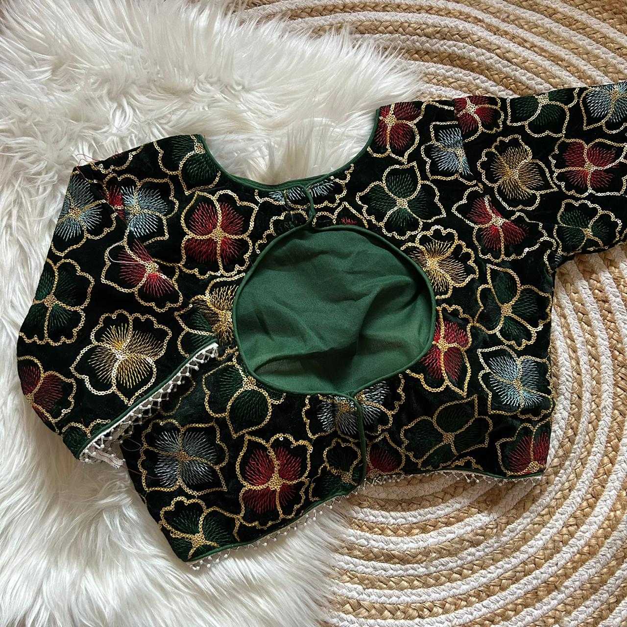 Ynf Velvet KESH411 KARTIK Readymade Blouses Wholesale Sequence Embroidery Blouse Designer Blouse Embroidered Blouses Manufacturer- Kapda Export