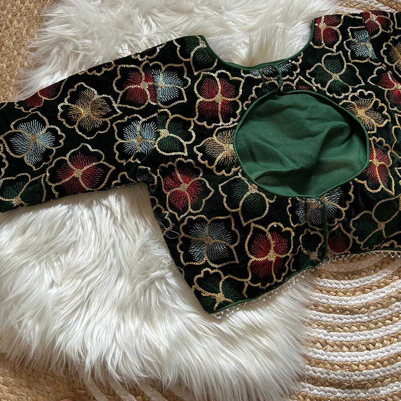 Ynf Velvet KESH411 KARTIK Readymade Blouses Wholesale Sequence Embroidery Blouse Designer Blouse Embroidered Blouses Manufacturer- Kapda Export