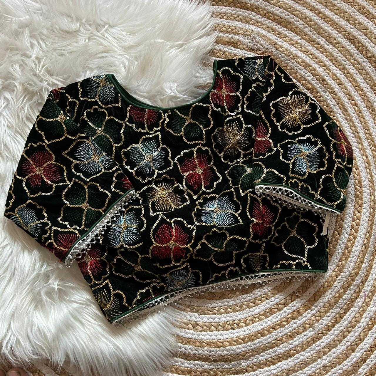 Ynf Velvet KESH411 KARTIK Readymade Blouses Wholesale Sequence Embroidery Blouse Designer Blouse Embroidered Blouses Manufacturer- Kapda Export