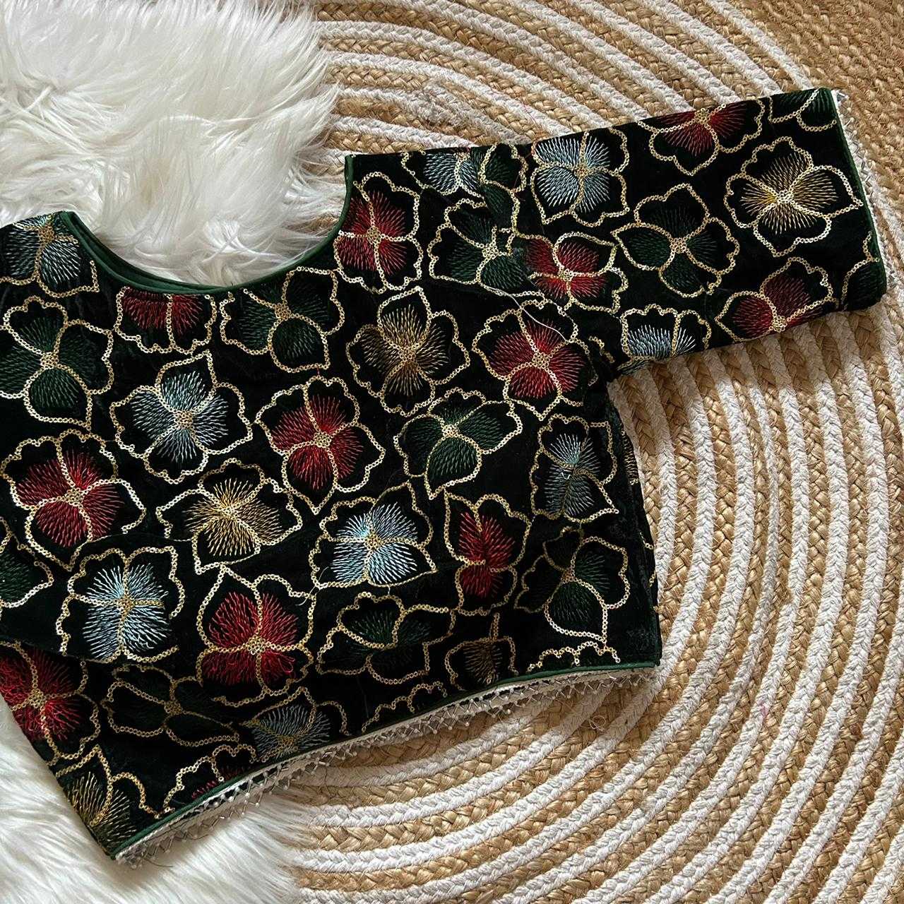 Ynf Velvet KESH411 KARTIK Readymade Blouses Wholesale Sequence Embroidery Blouse Designer Blouse Embroidered Blouses Manufacturer- Kapda Export