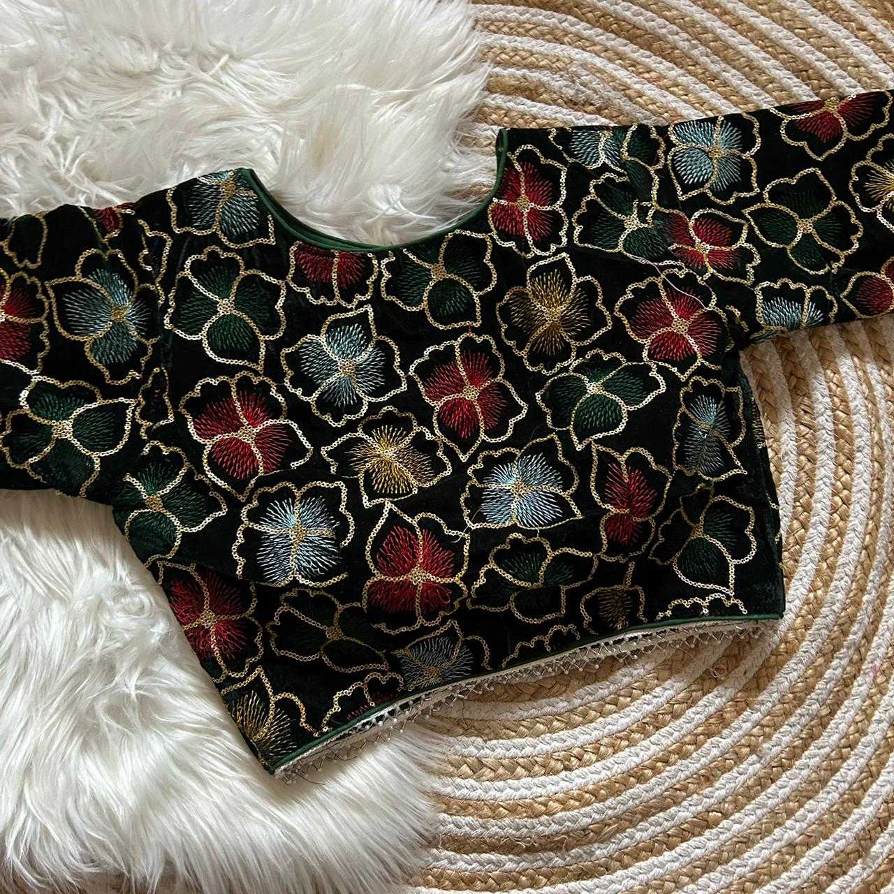 Ynf Velvet KESH411 KARTIK Readymade Blouses Wholesale Sequence Embroidery Blouse Designer Blouse Embroidered Blouses Manufacturer- Kapda Export