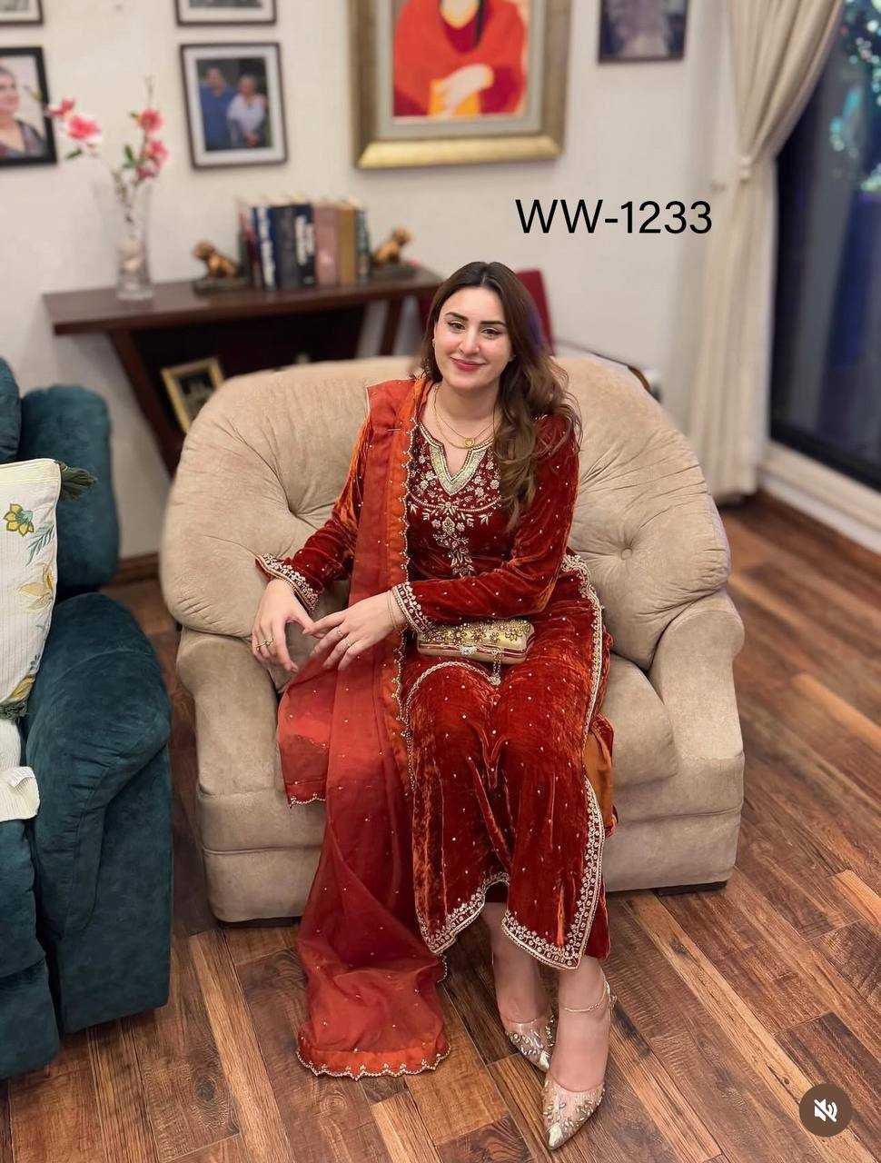 Ynf Velvet KESH506 1233 Suits & Dresses Wholesale Ladies Suits Kashmiri Suits Embroidery Suits Floor-Length Dresses Manufacturer- Kapda Export