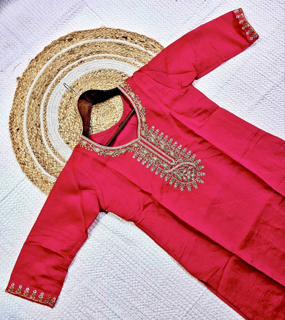 Ynf Viscose Chanderi KESH595 23 Kurti Wholesale Fancy Kurti Embroidered Kurtis Printed Silk Kurti Manufacturer- Kapda Export